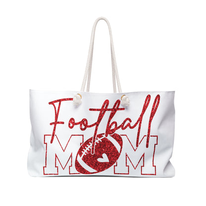 Football Mom Weekender Bag — Red Glitter Football Mom Travel Tote