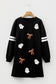 Black Sequin Ghost Graphic Varsity Striped Sleeve Halloween Sweatshirt Dress