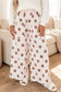 Brown Polka Dot Wide Leg Elastic Waist Casual Pants