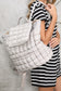 Dusk Blue Solid Flapped Quilted Puffer Backpack