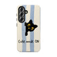 Cute Black Cat "Cutie Mode: ON" Tough Phone Case — Protective Striped Phone Cover