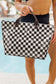Black white Checkered Glossy PU Leather Tote Bag