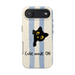 Cute Black Cat "Cutie Mode: ON" Tough Phone Case — Protective Striped Phone Cover