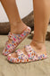 Pink Floral Print Double Buckle Casual Slippers