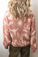 Peach Blossom Western Print Drop Shoulder Round Neck Long Sleeve Sweater