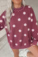 Pink Polka Dot Print Contrast Detail Oversized Tunic Sweatshirt