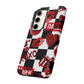 Red Kiss Heart Checkerboard phone case | Danger XOXO dice pattern
