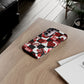 Red Kiss Heart Checkerboard phone case | Danger XOXO dice pattern