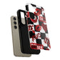 Red Kiss Heart Checkerboard phone case | Danger XOXO dice pattern
