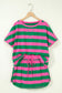 Pink Stripe Dolman Tee Drawstring Skort Athletic 2pcs Set