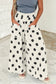 Brown Polka Dot Wide Leg Elastic Waist Casual Pants