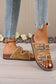 Dusk Blue Embroidered Trim Retro Buckle Faux Suede Slippers