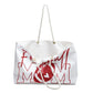 Football Mom Weekender Bag — Red Glitter Football Mom Travel Tote