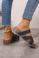 Sail Blue Contrast Stitch Crossed Band Retro Platform Slippers
