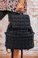 Dusk Blue Solid Flapped Quilted Puffer Backpack