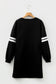 Black Sequin Ghost Graphic Varsity Striped Sleeve Halloween Sweatshirt Dress