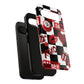 Red Kiss Heart Checkerboard phone case | Danger XOXO dice pattern
