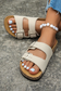 White Cut Out Buckle PU Leather Flat Slippers