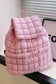 Dusk Blue Solid Flapped Quilted Puffer Backpack