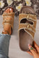Dusk Blue Embroidered Trim Retro Buckle Faux Suede Slippers