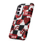 Red Kiss Heart Checkerboard phone case | Danger XOXO dice pattern