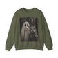 Ghost Selfie Sweatshirt — Cute Cat & Ghost Graphic Crewneck for Halloween