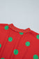 Pink Polka Dot Print Contrast Detail Oversized Tunic Sweatshirt