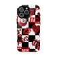 Red Kiss Heart Checkerboard phone case | Danger XOXO dice pattern