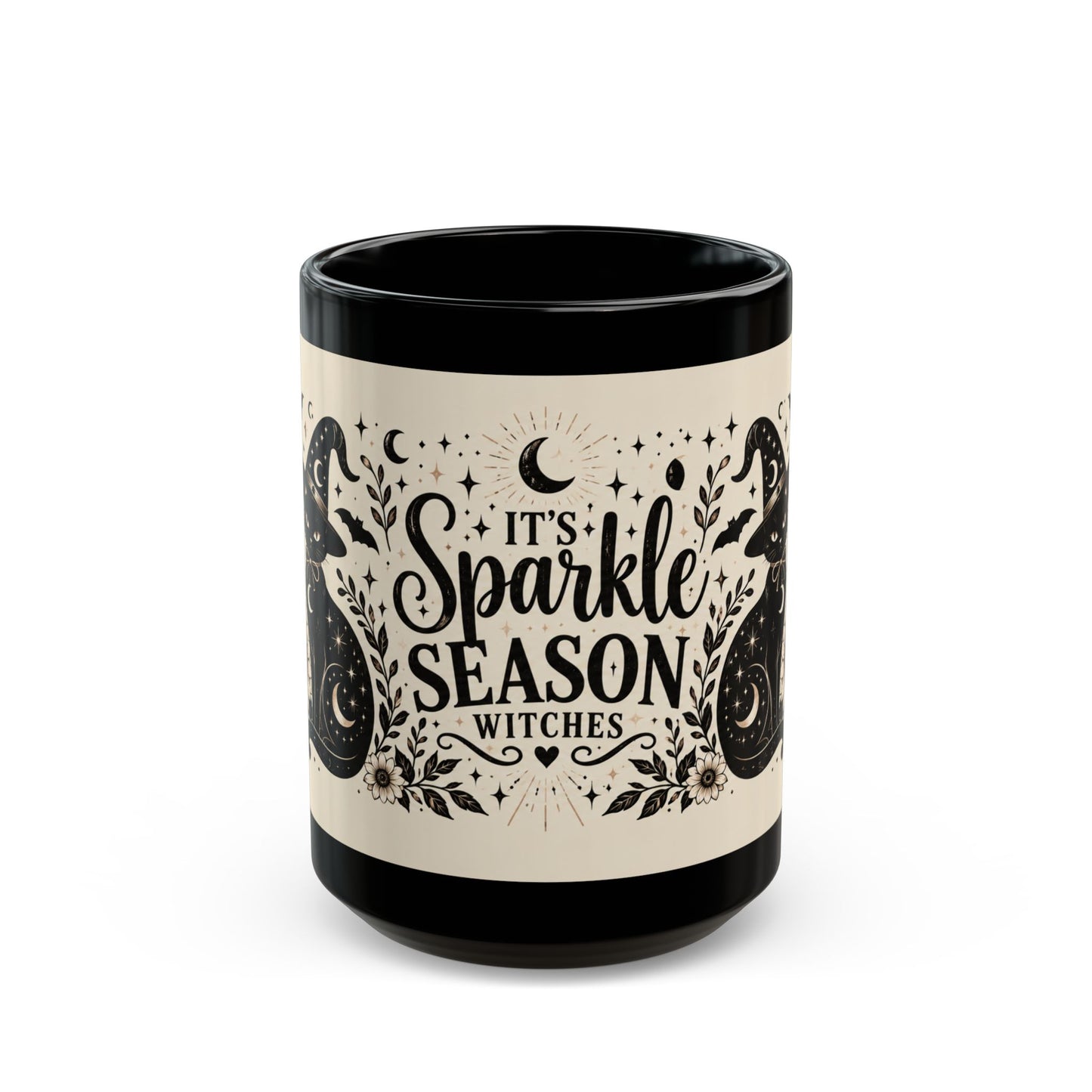 It's Sparkle Season Witches Mug — Halloween Black Cat Pumpkin Coffee Cup