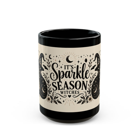 It's Sparkle Season Witches Mug — Halloween Black Cat Pumpkin Coffee Cup