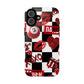 Red Kiss Heart Checkerboard phone case | Danger XOXO dice pattern