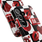 Red Kiss Heart Checkerboard phone case | Danger XOXO dice pattern