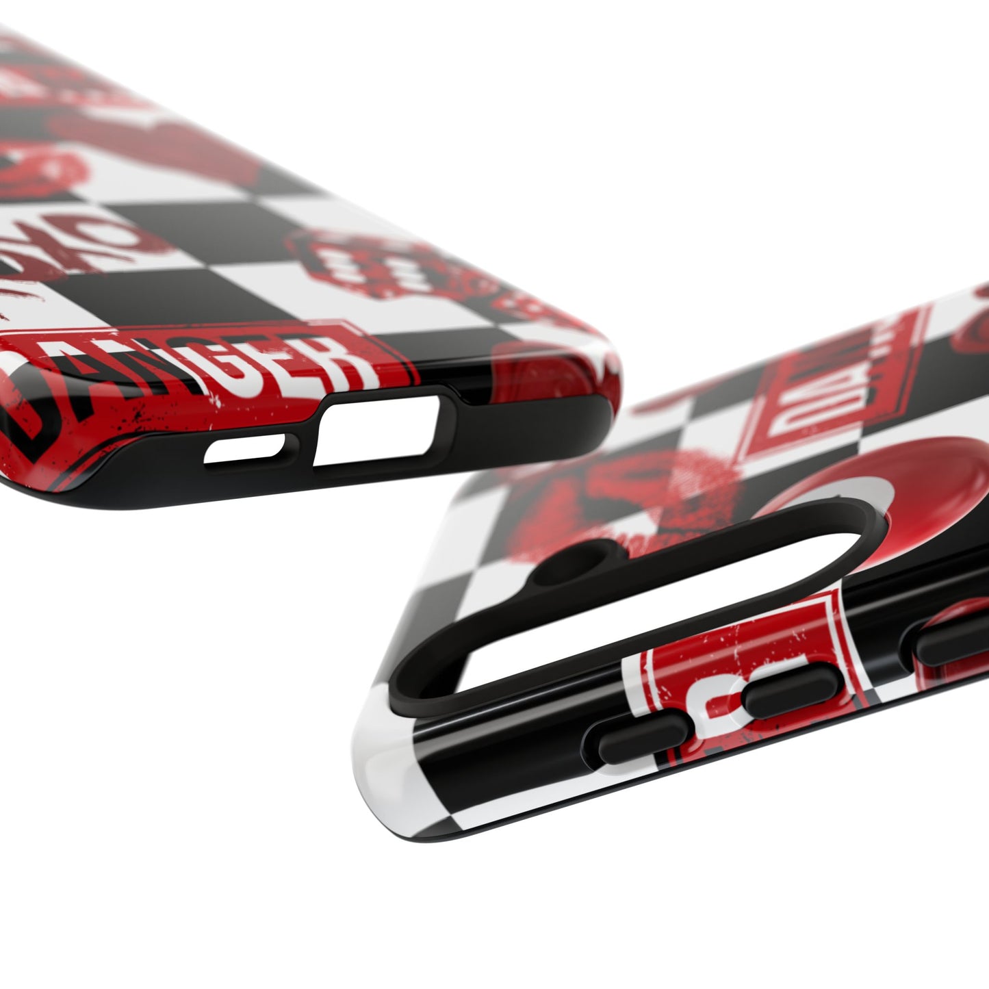 Red Kiss Heart Checkerboard phone case | Danger XOXO dice pattern