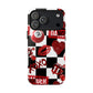 Red Kiss Heart Checkerboard phone case | Danger XOXO dice pattern