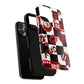 Red Kiss Heart Checkerboard phone case | Danger XOXO dice pattern