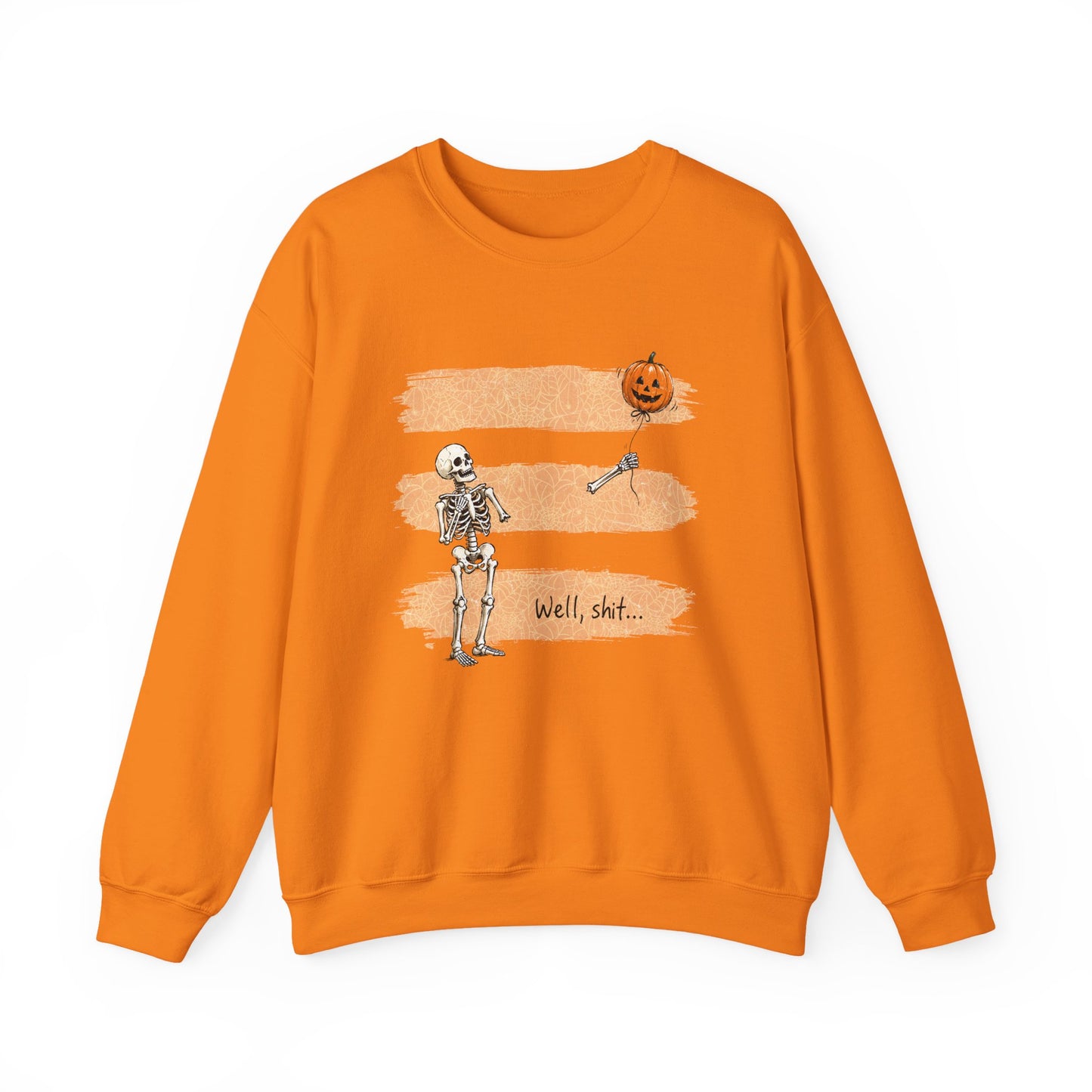 Halloween Skeleton Crewneck Sweatshirt — 'Well, shit...' Graphic