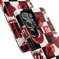 Red Kiss Heart Checkerboard phone case | Danger XOXO dice pattern