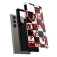 Red Kiss Heart Checkerboard phone case | Danger XOXO dice pattern