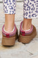 Sage Green Faux Suede Embroidered Detail Plush Lined Platform Slippers