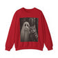 Ghost Selfie Sweatshirt — Cute Cat & Ghost Graphic Crewneck for Halloween