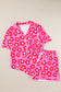 Flower Print Short Sleeve Shirt Pajamas Set