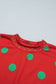 Pink Polka Dot Print Contrast Detail Oversized Tunic Sweatshirt