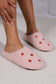 White Heart Shape Embroidered Slip On Plush Slippers