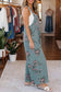 Gray Beau Floral Print Pleated High Waist Wide Leg Denim Jumpsuit