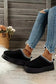 Sage Green Faux Suede Embroidered Detail Plush Lined Platform Slippers