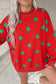 Pink Polka Dot Print Contrast Detail Oversized Tunic Sweatshirt