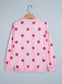 Pink Polka Dot Print Contrast Detail Oversized Tunic Sweatshirt