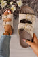 Dusk Blue Embroidered Trim Retro Buckle Faux Suede Slippers