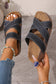 Sail Blue Contrast Stitch Crossed Band Retro Platform Slippers