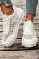 Color black Sheer Floral Lace Slip-On Casual Sneakers